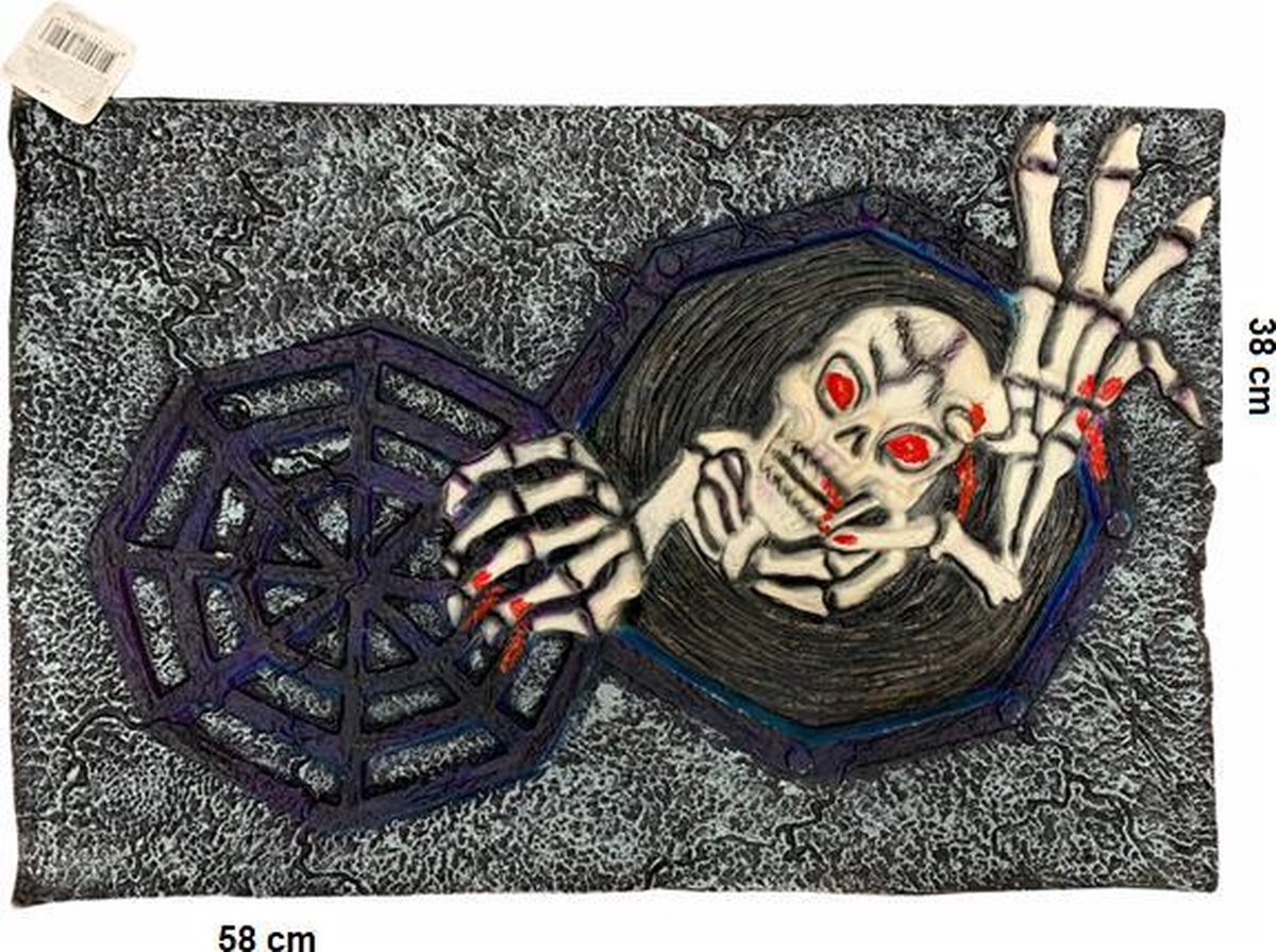 Halloween decoratie rubberen skelet deurmat
