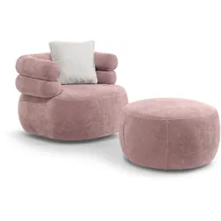 RELAXSESSELSET Nano, Set Drehsessel mit runder Form mit Hocker, Rosa