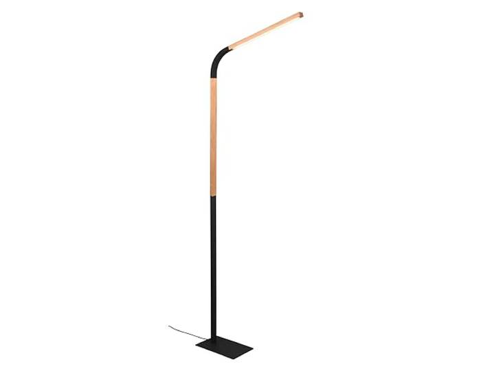 Trio Leuchten Stehleuchte Norris 445210132, Metall Schwarz matt, Holz naturbelassen, inkl. 11 Watt LED, Dimmer, Blacks