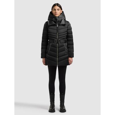 Steppjacke KHUJO "KINA2 - 2IN1 (EINSATZ HERAUSNEHMBAR)", Damen, Gr. XS, schwarz, Web, 100% Polyester, glänzend, slim fit hüftlang, eingesetzt gerader Abschluss, Jacken Steppjacke