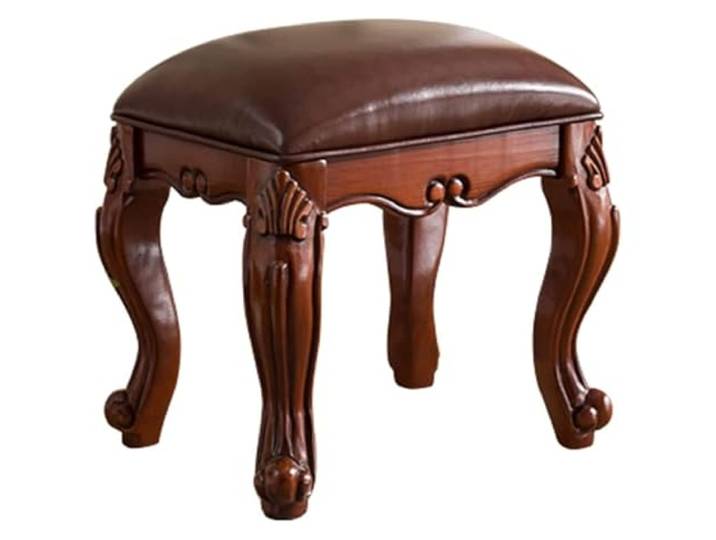 DMBBSAPBSH Klavierbank, Pianobank, Klavierhocker, Klavierhocker, Ankleidehocker aus Massivholz, Schuhwechselhocker aus Holz, Lederhocker, Schminkhocker, Hockerbeine aus Gummiholz