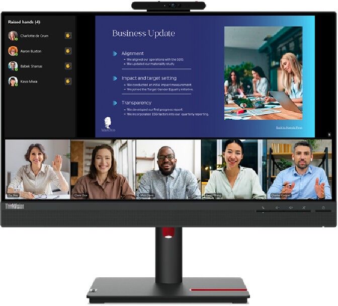 Lenovo ThinkVision T24v-30 23.8" FHD IPS 75Hz Webcam Speakers VGA DisplayPort HDMI Monitor
