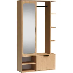 GARDEROBENSCHRANK Nemrut Braun 100/189/33 cm – Modern, mit Spiegel und viel Stauraum