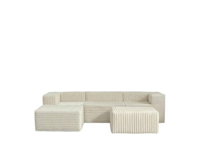 Vercart Modulares Sofa mit Cord-Optik Vielseitiges Sitzmöbel 270×180 cm, Beige, Mode, 270x60x180 cm, Wohnzimmer, Sofas & Couches, Sofas, 3-Sitzer Sofas