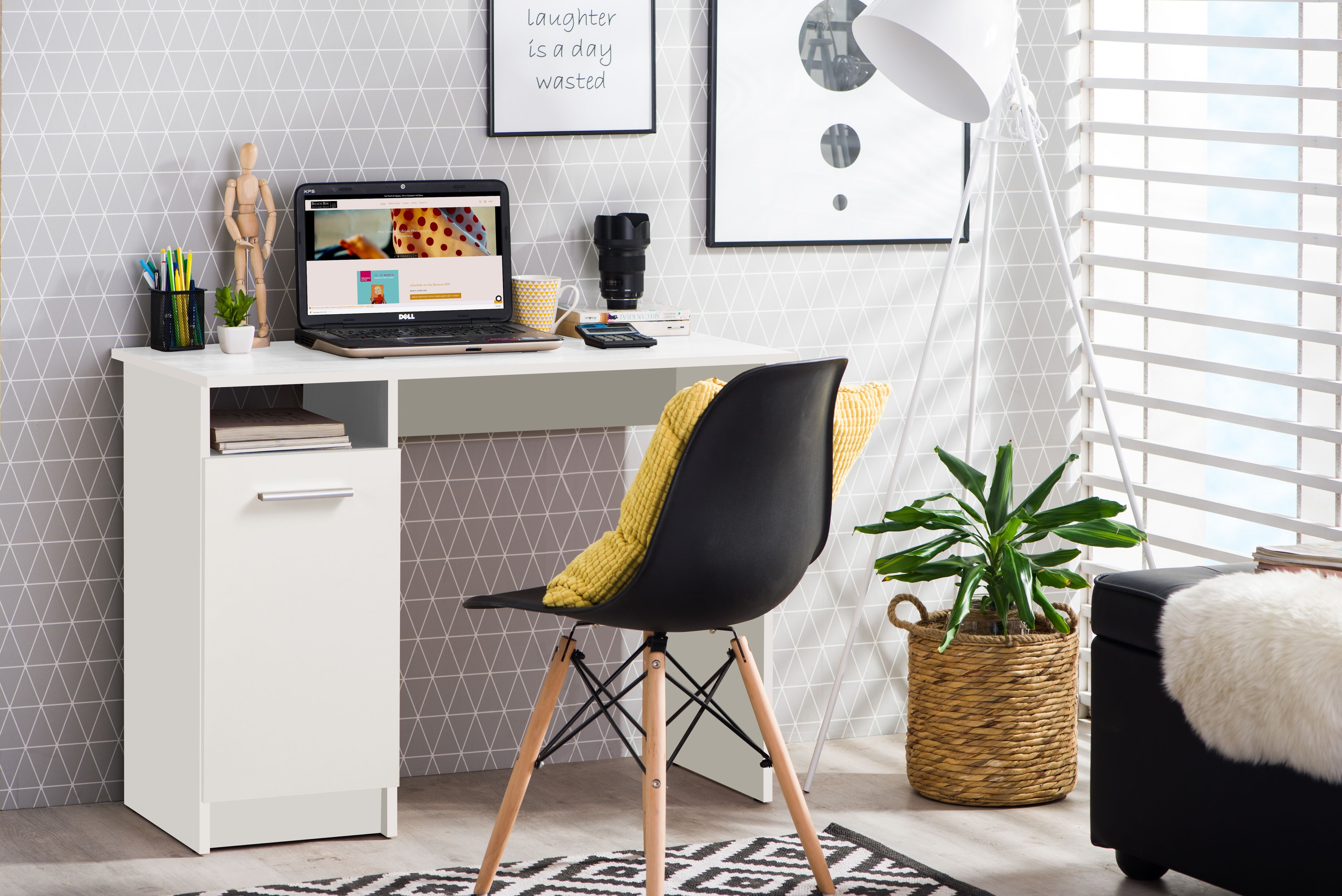 Schreibtisch HOME AFFAIRE "Rey", weiss (opaque weiß), B:100cm H:74,5cm T:50cm, Tische, Schreibtisch, zeitlos schlicht, gut geeignet für das Home office opaque weiß B/H/T: 100cm x 74,5cm x 50cm