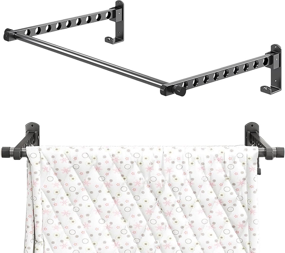 Zwart opvouwbaar wandrek kleding met 40 cm dwarsbalk