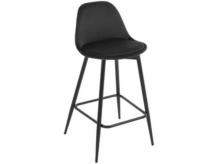Tabouret Bar - Klihome - Tabouret de Cuisine - Rembourré en Velours - Noir W0ATT0662-1