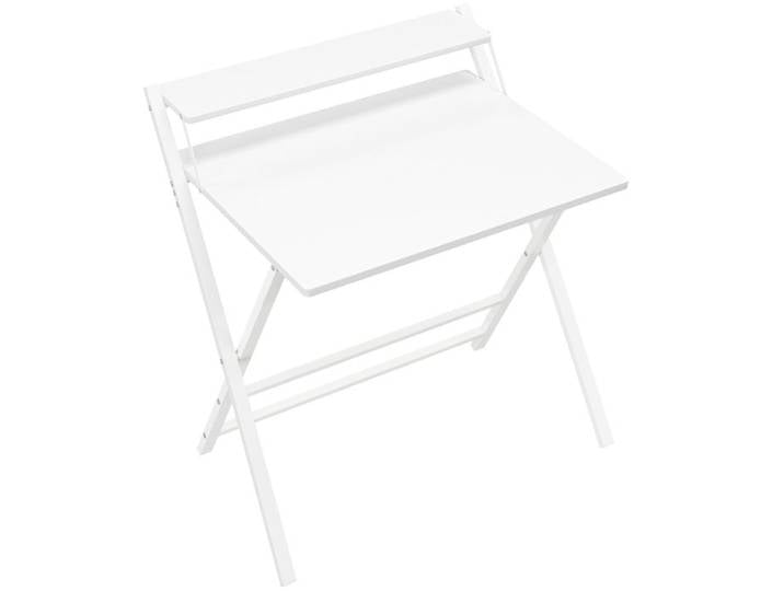 Yaheetech Bureau Informatique Pliable Table d'ordinateur avec Petit Étagère Surélevée et Pieds en Forme X Blanc