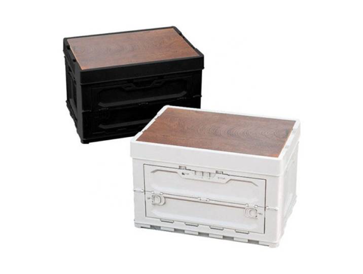 Bac de rangement pliable avec couvercles en bois 60L Caisses en plastique Boîte de rangement Conteneur Grand bac pliable empilable