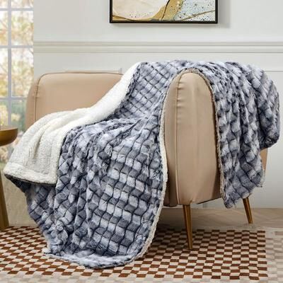 Blue Ridge Home Fashions, Inc. Micromink Sherpa Reversible Throw Blanket 50 x 60, 50 x 60, Black