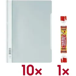 Durable 10x Schnellhefter A4 inkl. 1x Fruchtgummi »Roulette« grau, 22.7x31 cm