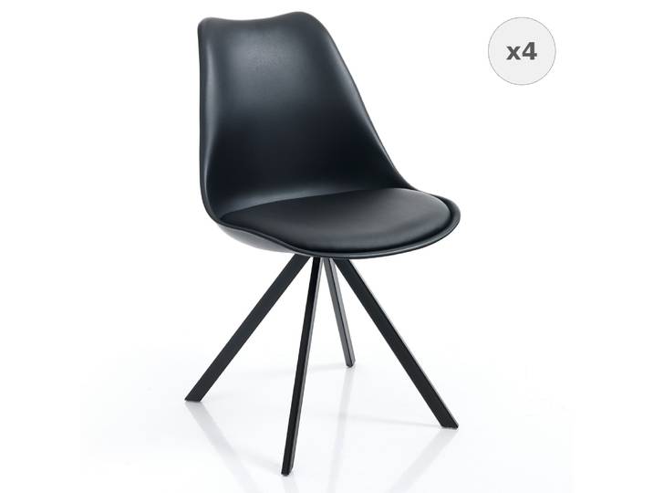 Lot de 4 chaises similicuir noir h82 l48 p58