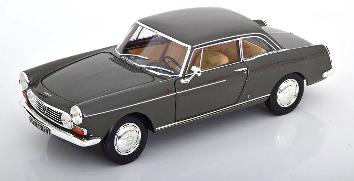 Norev Peugeot 404 Coupé 1967 gegoten model 1:18 grijs