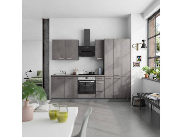 Küchenleerblock, Schiefer, 270 cm, Metall, 3 Schubladen, Modern, Nobilia