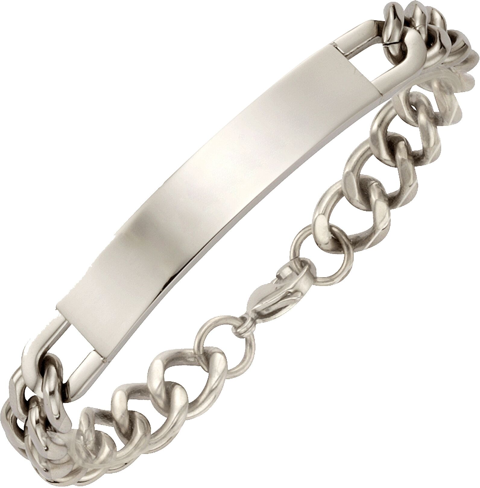 Armband FIRETTI "Schmuck Geschenk Armkette ID-Platte, Doppelpanzerkette", silber (silberfarben), Armbänder, Mädchen, 21cm, Edelstahl, Armband silberfarben 21cm, Edelstahl