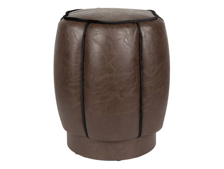 Dutchbone Poef Donna Lederlook - Donkerbruin