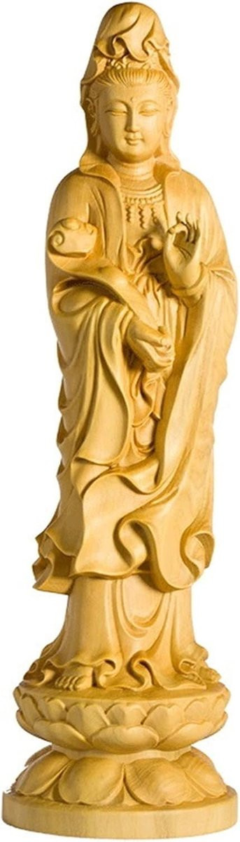 Handgemaakt houten Boeddhistisch beeld voor decoratie, Hoogte: 21 cm