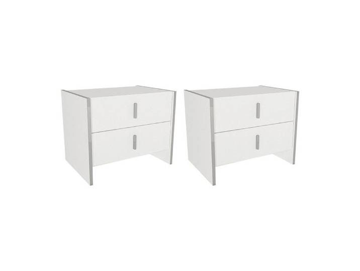 Lot de 2 tables de chevet 2 tiroirs - Blanc - CADEBA