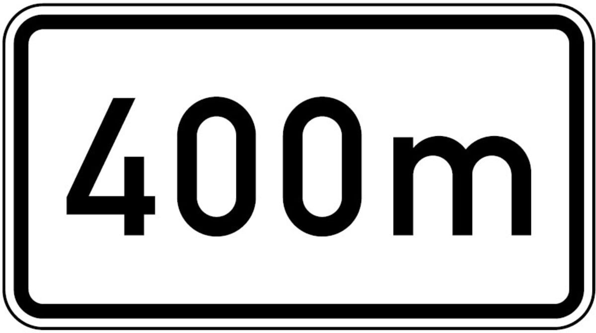 Zusatzschild 1004, 330x600mm Text: 400m RAL-Gütezeichen Folie RA1 ; ADCO (4251783604206)