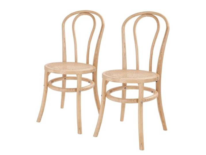 BUTLERS Kaffeehausstuhl 2er-Set 40x40x90 cm - Wiener Melange Farbe Braun - Esszimmerstuhl für Küchentische - Bistrostuhl für Balkone - Rattanstuhl mit Wiener Geflecht