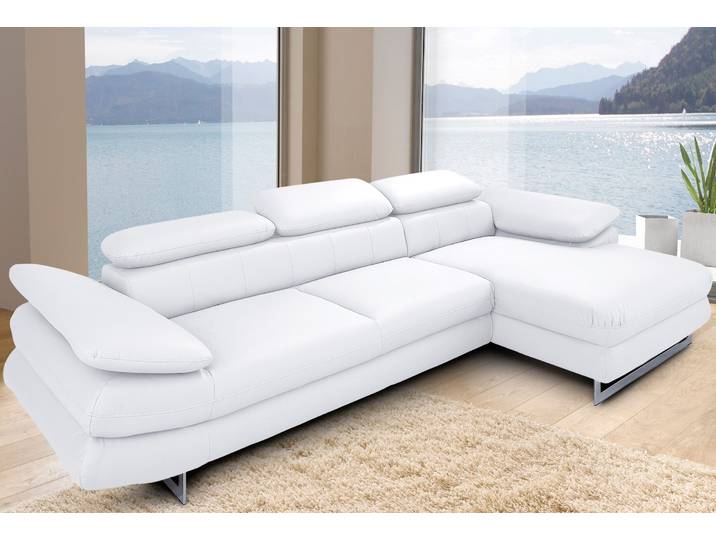 Ecksofa COTTA Solution L-Form, B:286cm,modern mit Relaxarmlehne, Wellenunterfederung , weiß (altweiß), B:286cm H:73cm T:167cm, Sofas, Ecksofa, mit Arm- & Kopfteilverstellung, wahlweise mit Schlaffunktion