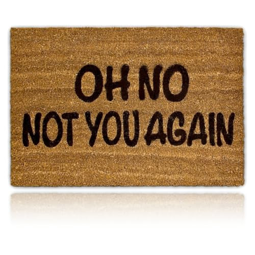 Relaxdays Deurmat Oh no not you again, Kokos, Bruin/Zwart, 40 x 60 cm