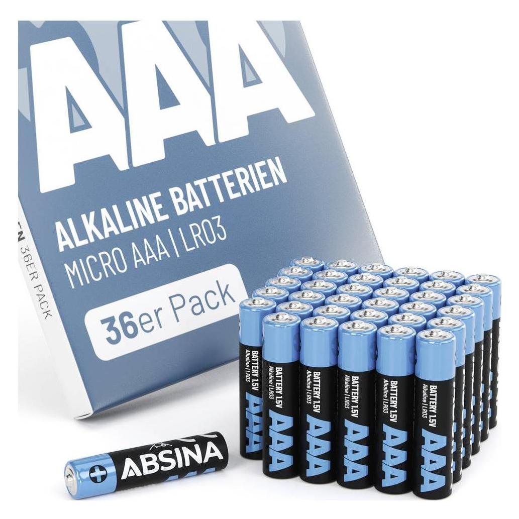 Absina Micro (AAA)-Batterie Alkali-Mangan 1000 mAh 1.5 V 36 St. (36 Stk., AAA, 1000 mAh) (401039-36)