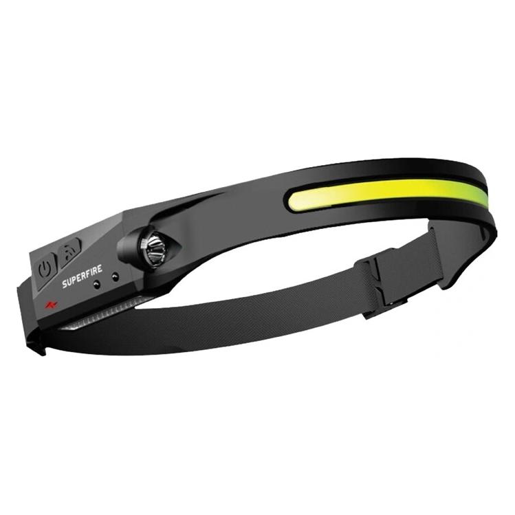 Superfire LED-Stirnlampe HL65, 340 lm, wiederaufladbar über USB-C, 1200 mAh, mit Sensor (340 lm) (HL 65)