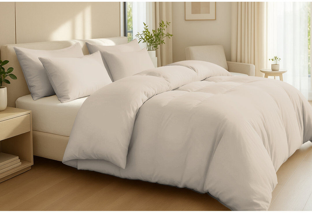 Pamposh Hotel Style 400TC Egyptian Cotton Extra Long Staple Duvet Cover Set – Ultra Soft, Breathable with Secure Zipper Closure Cream Kingsize Duvet Cover + 2 King Pillowcases