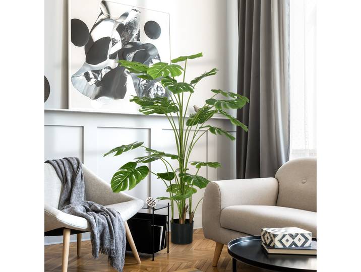 HOMCOM Monstera Artificiel 180cm Pot Inclus Vert