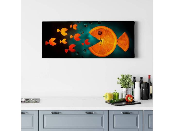 Leinwandbild Sweet Carrot Polyester PVC / Fichtenholz Orange 100 x 40cm