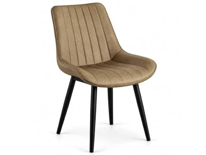 JS Ellie Esszimmerstühle 2er Set Aus Kunstleder Moderne Polsterstühle Mit Ergonomischer Rückenlehne – Für Esszimmer & Büro(Khaki – black legs,set of 1)