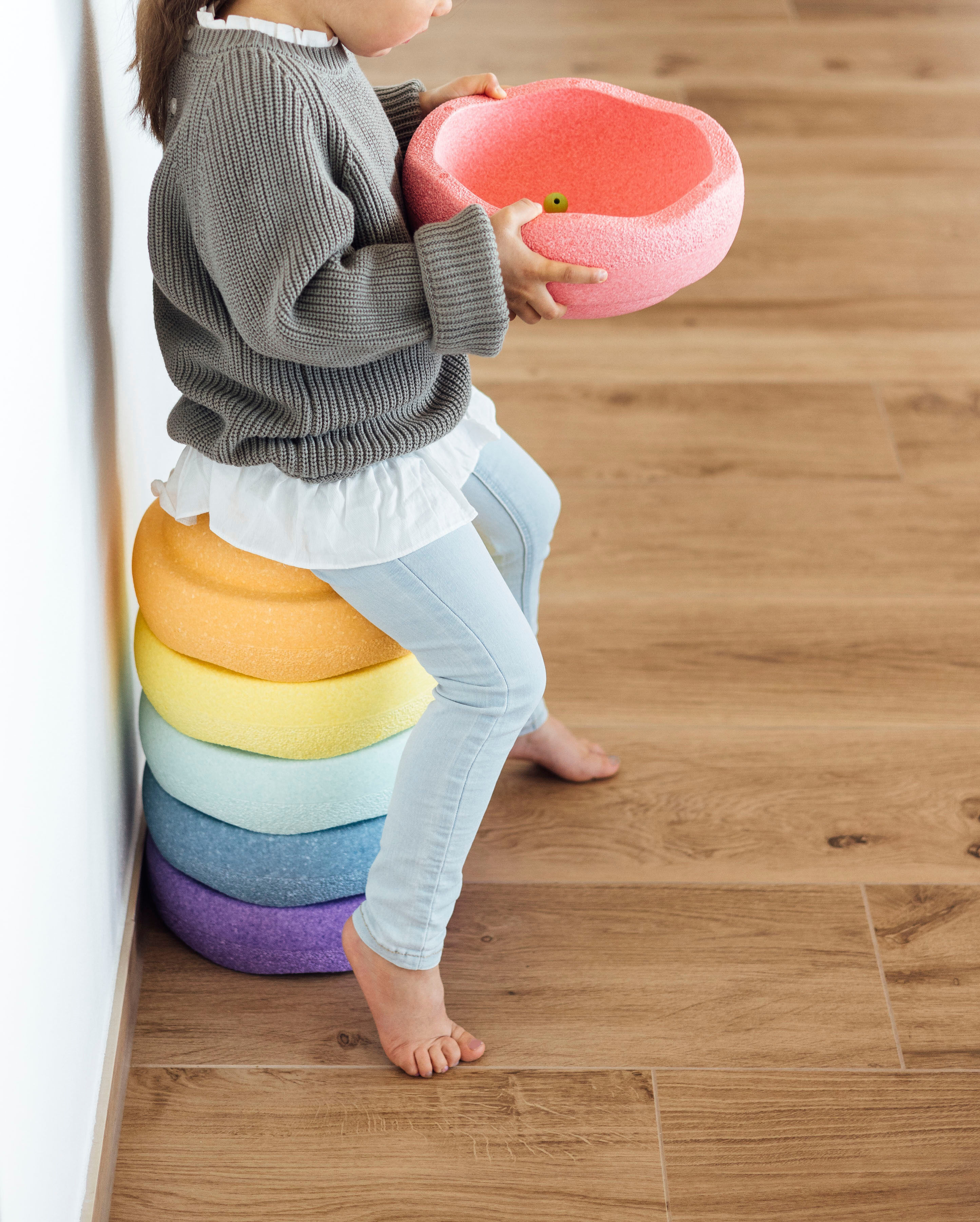 Balancetrainer STAPELSTEIN "Stapelstein rainbow pastel", bunt, Balancetrainer, Kinder, B/H/L: 12cm Ø 27,5cm, Polypropylen, Balancetrainer, für Drinnen und Draußen, 6-tlg. ØxH: 27,5x12 cm, H:12cm Ø:27,5cm