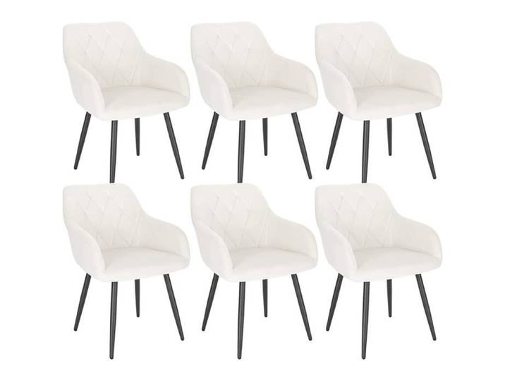 WOLTU 6x Chaise Salle à Manger Chaise de Cuisine en Velours Assis Rembourré et Pieds en Métal Blanc BH352cm-6