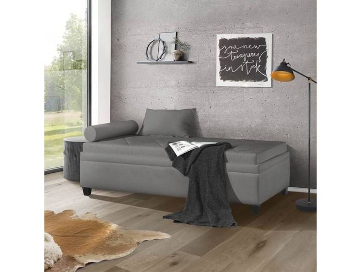 Relaxliege Kamina Microvelours mit Bettkasten Kunstfaser H:47cm/B:205cm/T:105cm Dunkelgrau Relaxfunktion klassischer Stil