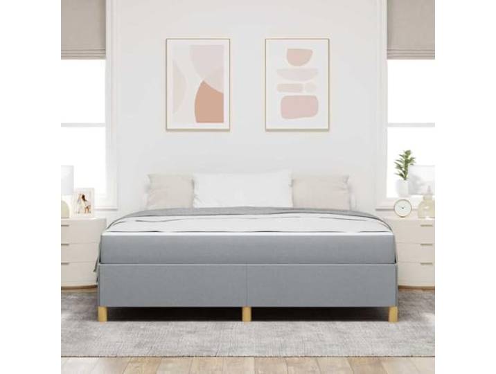 KTHLBRH Bettgestell hellgrau 180 x 200 cm Stoff Technisches Holz, minimalistisches Design, integrierter Behälter, stabil und robust