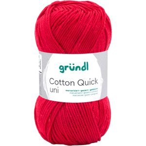Gründl Häkelgarn 865-147 Cotton Quick uni, rot, 50 g / 125 m, Nadelstärke 3-4, 100% Baumwolle
