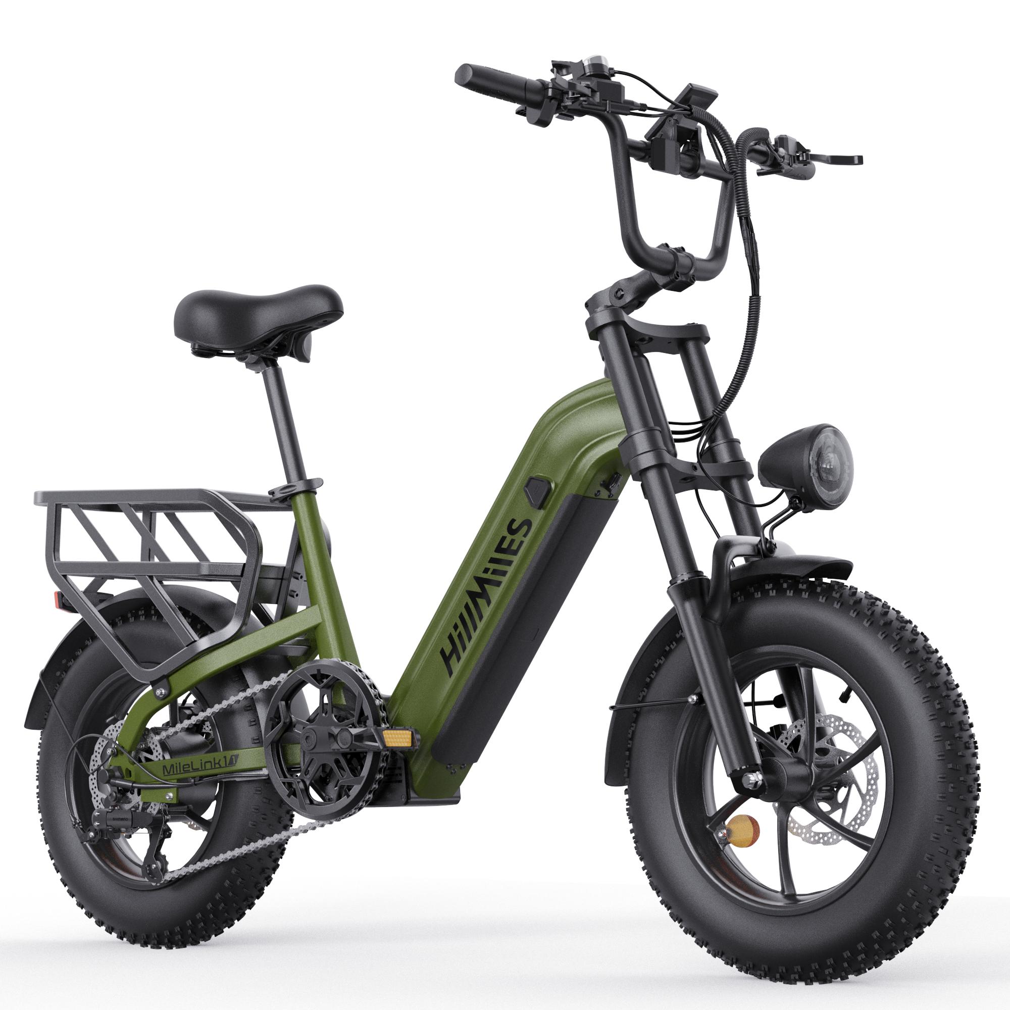 HillMiles MileLink1 E Bike, 48V 18Ah Batterie, 120 km,Hydraulische Bremsen, Zwei Stoßdämpfer, 7-Gang, 16''x4,0'' Breitreifen