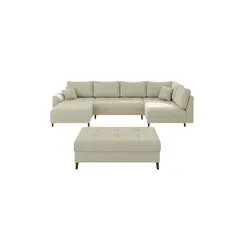 S-STYLE Wohnlandschaft mit Hocker  Maya ¦ beige ¦ Maße (cm): B: 310 H: 81