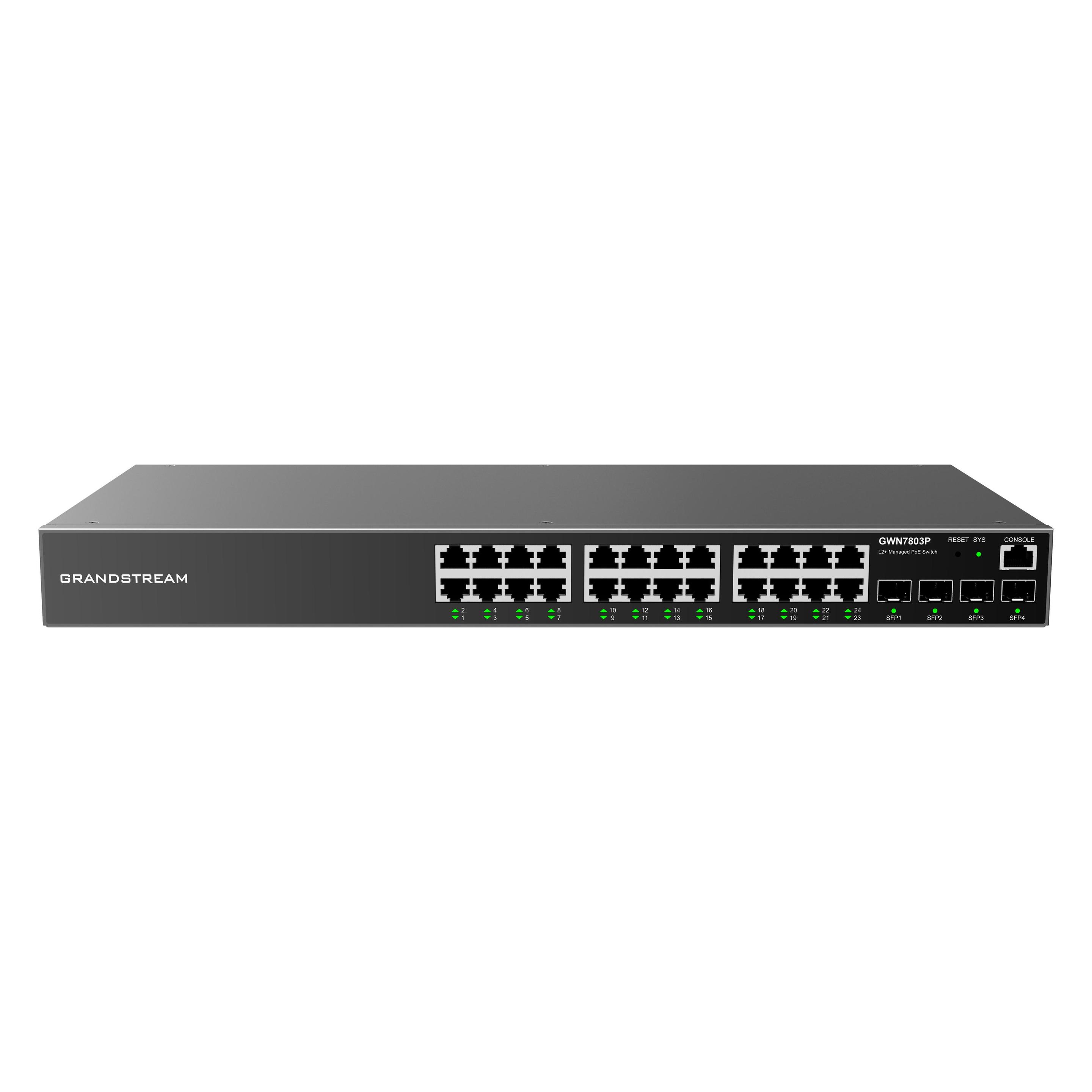 Grandstream GWN7803P, Managed Switch, 24x Gigabit ports, 4x SFP, 24x PoE, L2 layer (24 Ports) (GWN7803P)