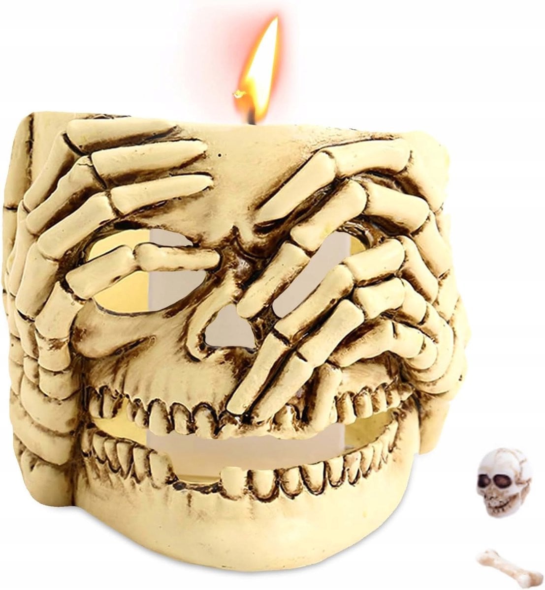 Bloempot Kaarshouder Schedel Halloween met mini-schedel voor stijlvolle decoratie