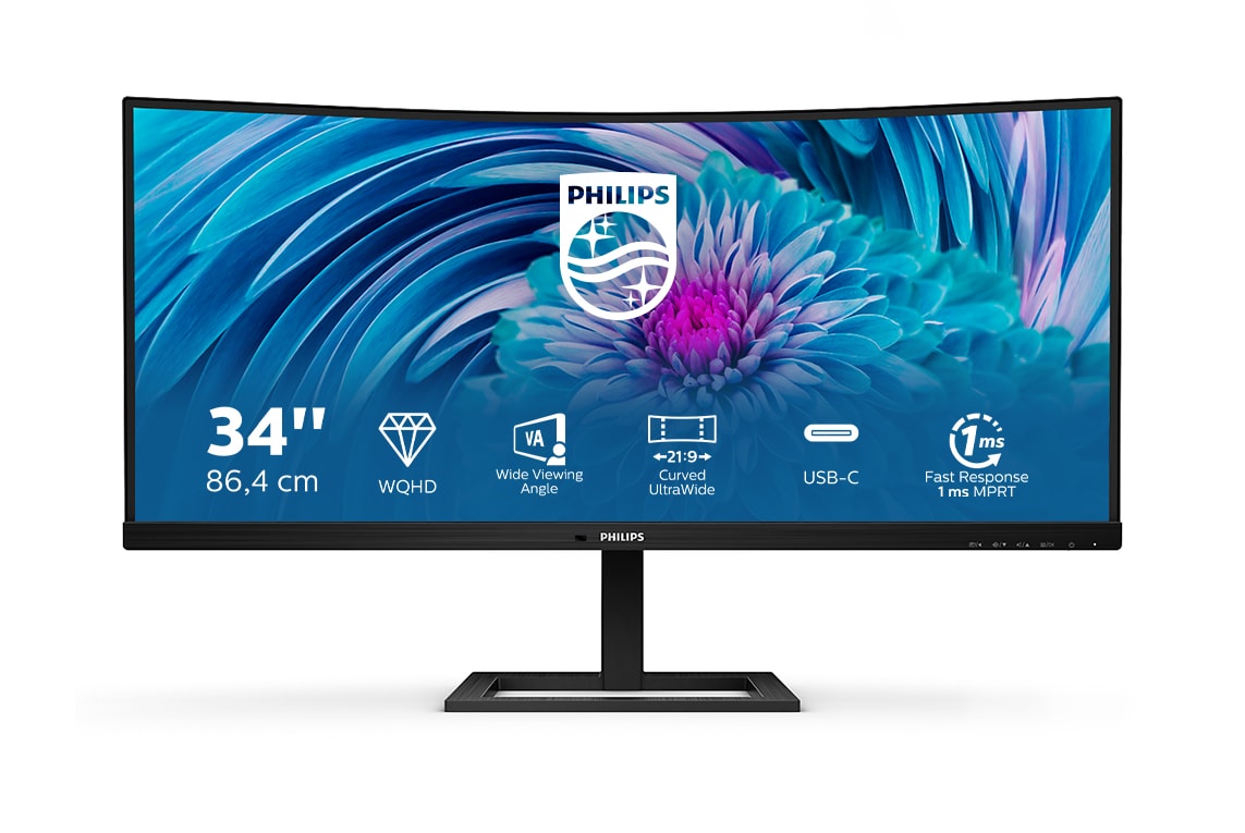 Philips E-Line 346E2CUAE 34 Zoll UWQHD VA Panel 21:9 100 Hz Curved Monitor
