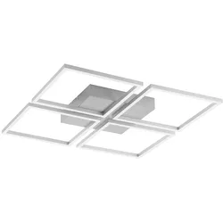 LED Deckenlampe Wohnzimmer Deckenleuchte dimmbar mit Lichtschalter Schlafzimmerlampe, stahlfarben, 31W 1900lm warmweiß, LxH 52,5 x 5,3 cm