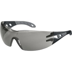 Uvex Schutzbrille pheos, schwarz-grau, Bügelbrille, Antibeschlag & Antikratz, grau getönt