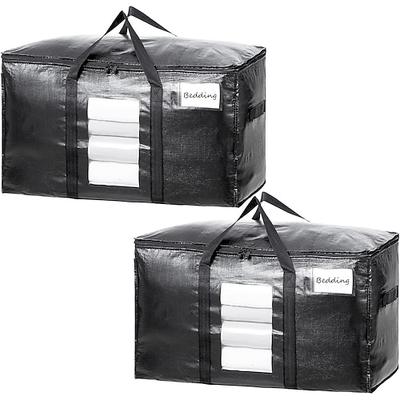 2er-Pack extra große Umzugstaschen, robuste Tragetaschen zur Aufbewahrung mit sichtbarem Fenster, U-förmige Griffe, Aufbewahrungsbox zur Platzersparnis