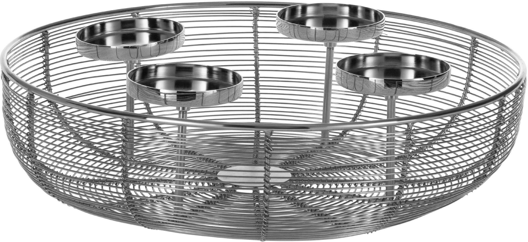 Adventskranz EGLO "Hagony 36 x 10 cm", silber (silberfarben), Ø:36cm, Metall, Dekokränze, Adventskranz silberfarben Ø 36cm