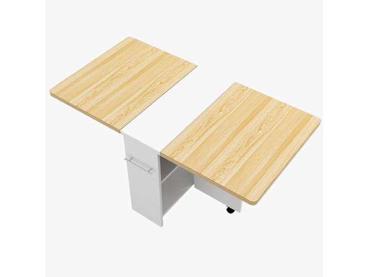 GarveeHome Klappbarer Esstisch, Platzsparender Esstisch Im Landhausstil Mit 4 Ablageflächen, 6 Rollen, Vielseitig Einsetzbarer, Ausziehbarer Küchentisch Für Kleine Räume