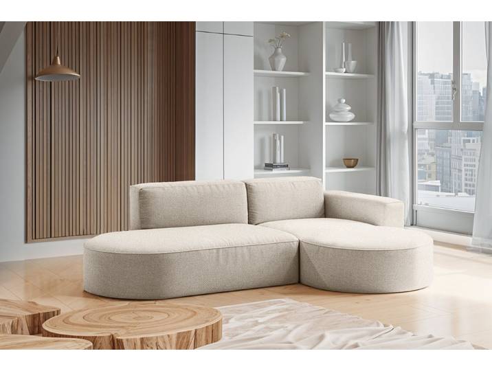 Kaiser Möbel Ecksofa Modernes L-förmiges Designer Modena Falten, HR-Schaum, Wellenfeder, Komfort