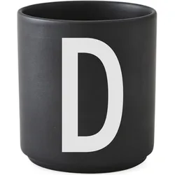 Aj Becher Buchstabe D schwarz aus Porzellan