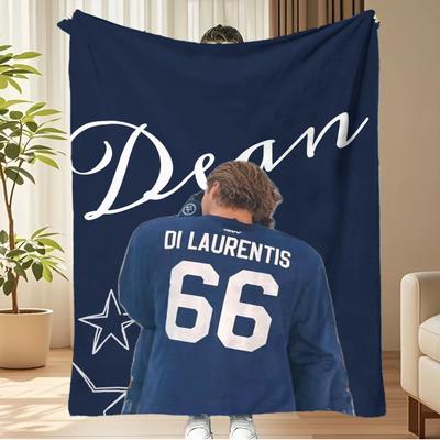 Shop Station Off Campus Graham Hockey Jersey Blanket Soft Flannel Throw Blanket For Book Lovers blue 27.56 39.37 In